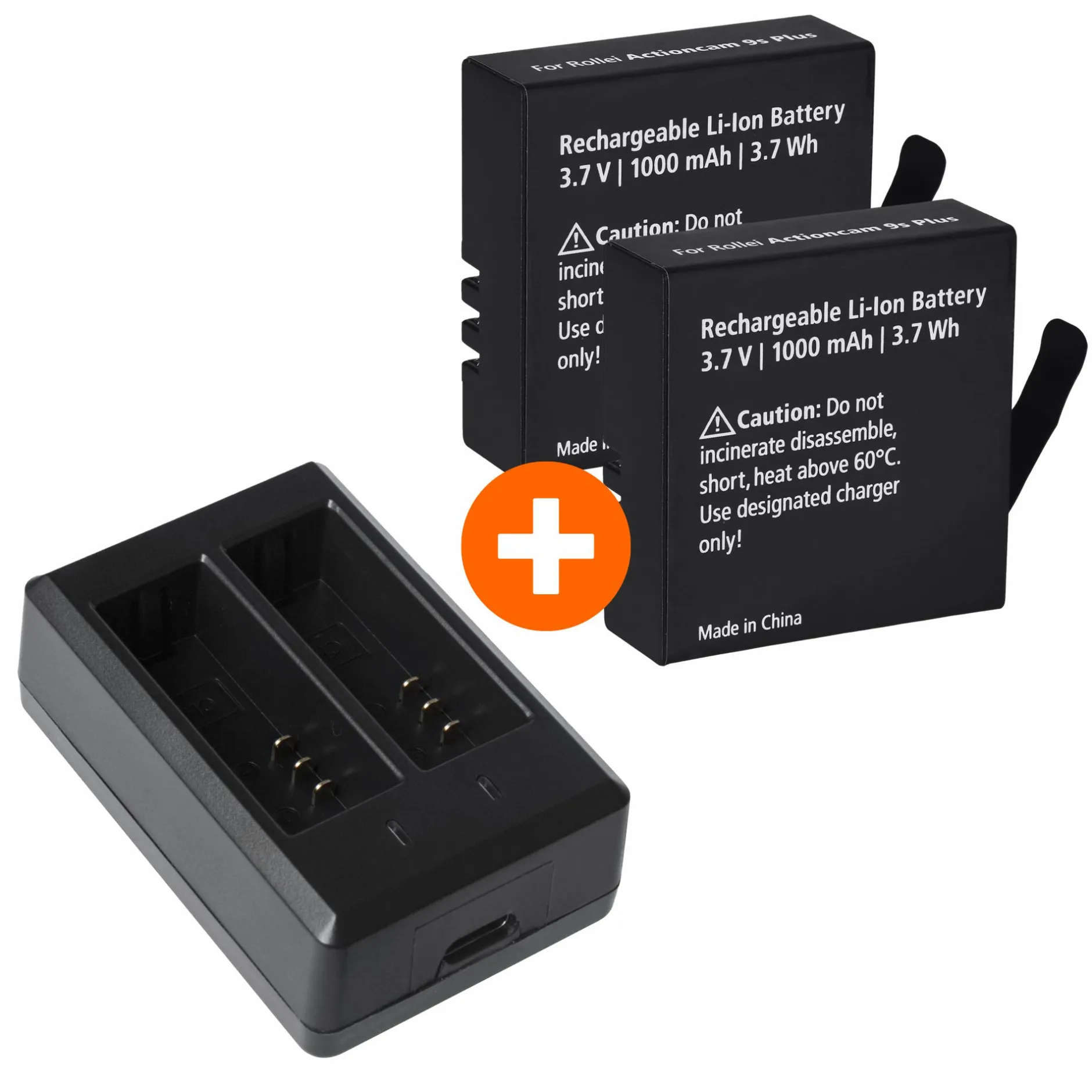 Rollei Akku & Ladegeräte-Bundle 2x Akku + 1x Batterie Ladegerät für 6s /8s /9s /10s /11s