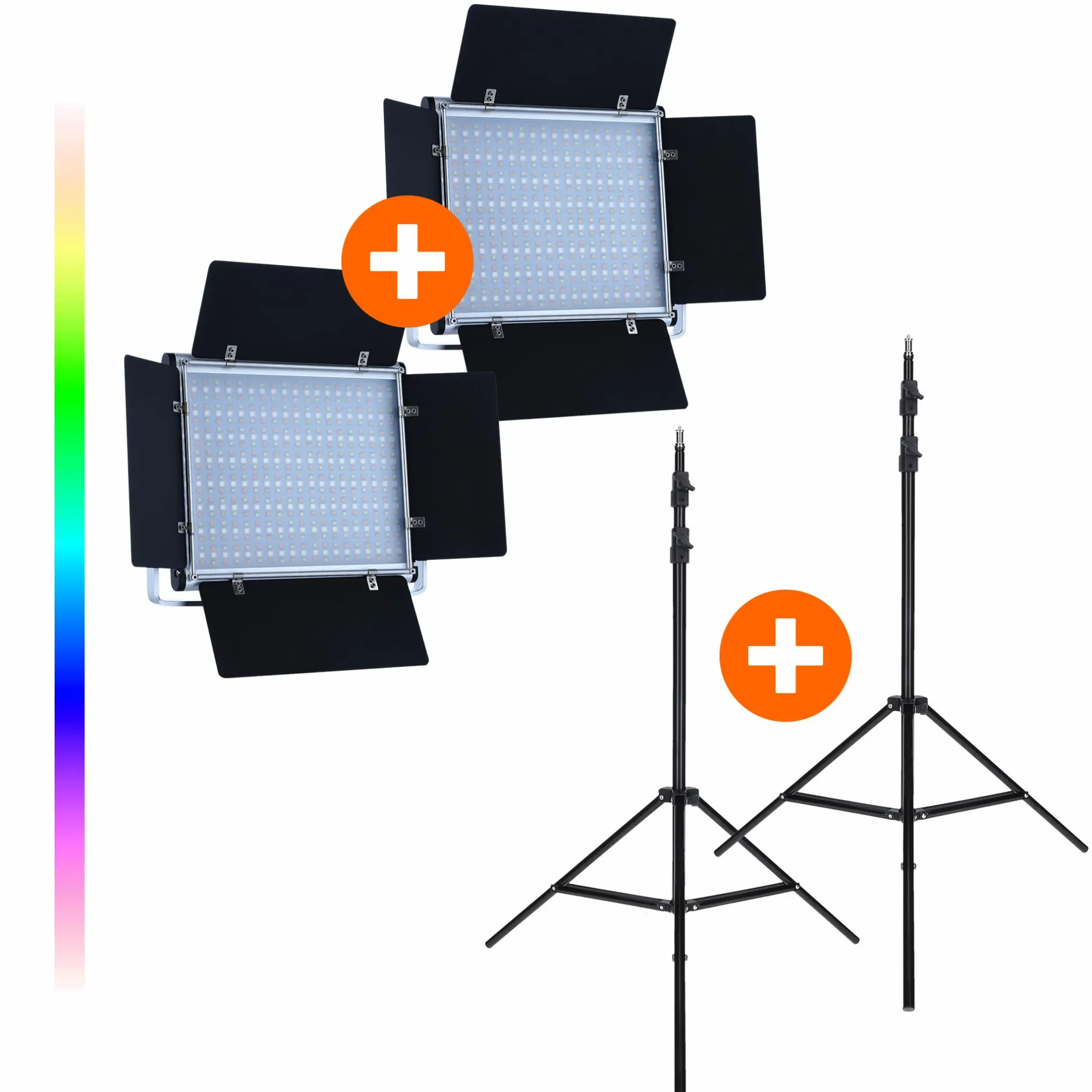 Rollei Flächenleuchten|Flächenleuchten-Bundle 2x LUMIS Panel 600 RGB inkl. Stativ