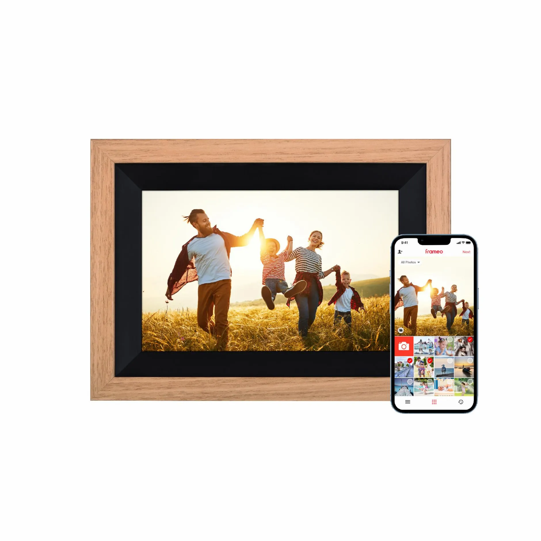 Rollei Digitale Bilderrahmen-Smarter Bilderrahmen | 10" Diagonale | Wifi | Frameo App | Holzrahmen | Modell 105