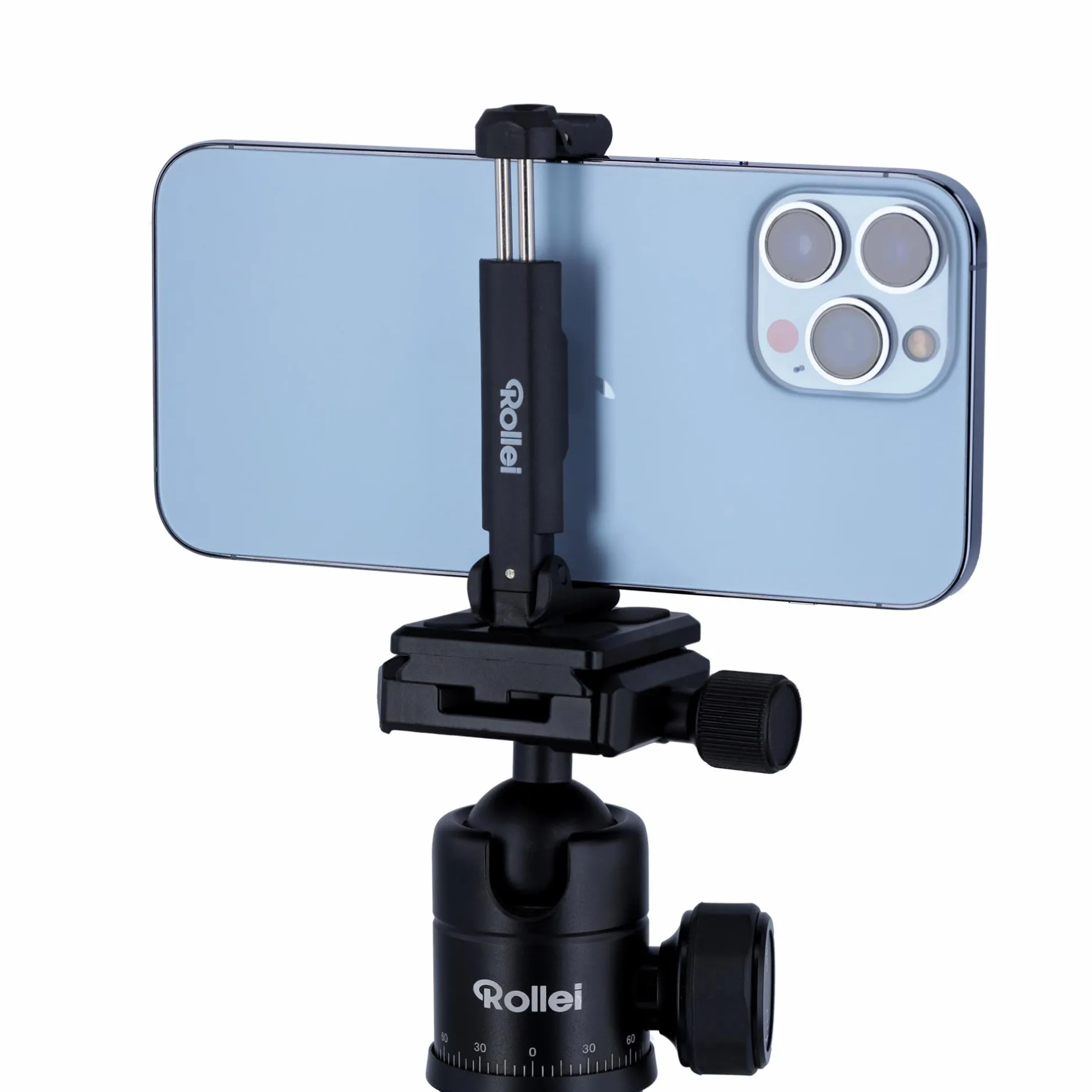 Rollei Halterungen|L-Winkel Und Halterungen-Smartphone-Halter für Stativ-Mittelsäule | Breiter Klemmbereich 6,5-8,5 cm